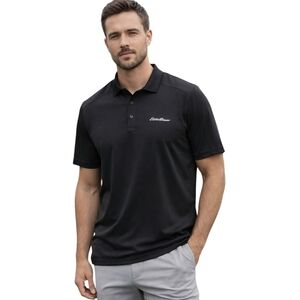 Eddie Bauer Performance Polo Shirt Black Short Sleeve Sz L